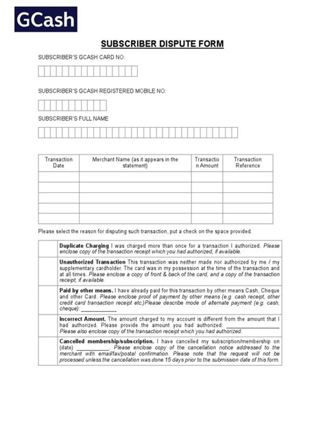 SUBSCRIBER DISPUTE FORM .